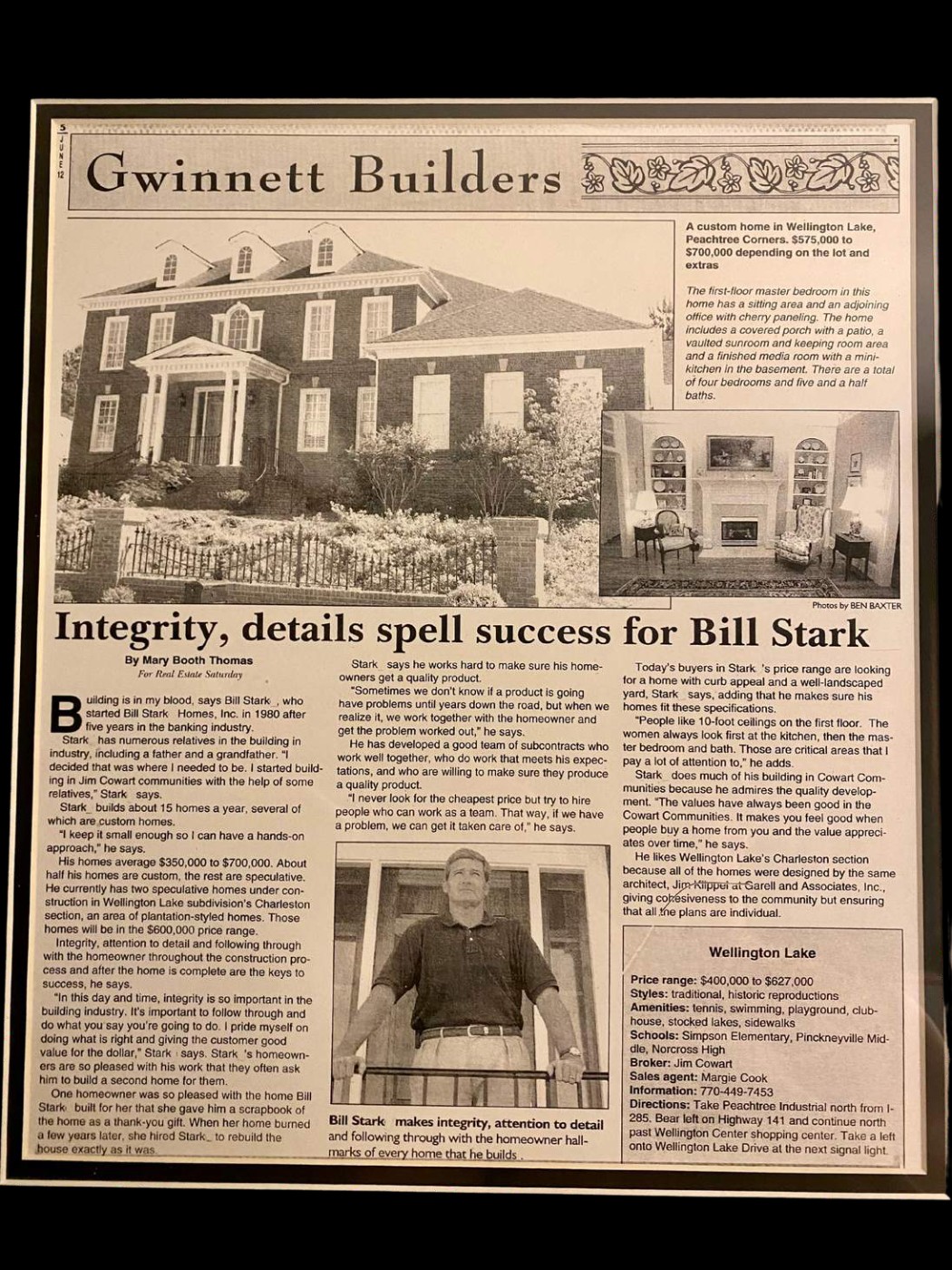 Gwinnett Builders newspaper feature: Integrity, details spell success for Bill Stark
